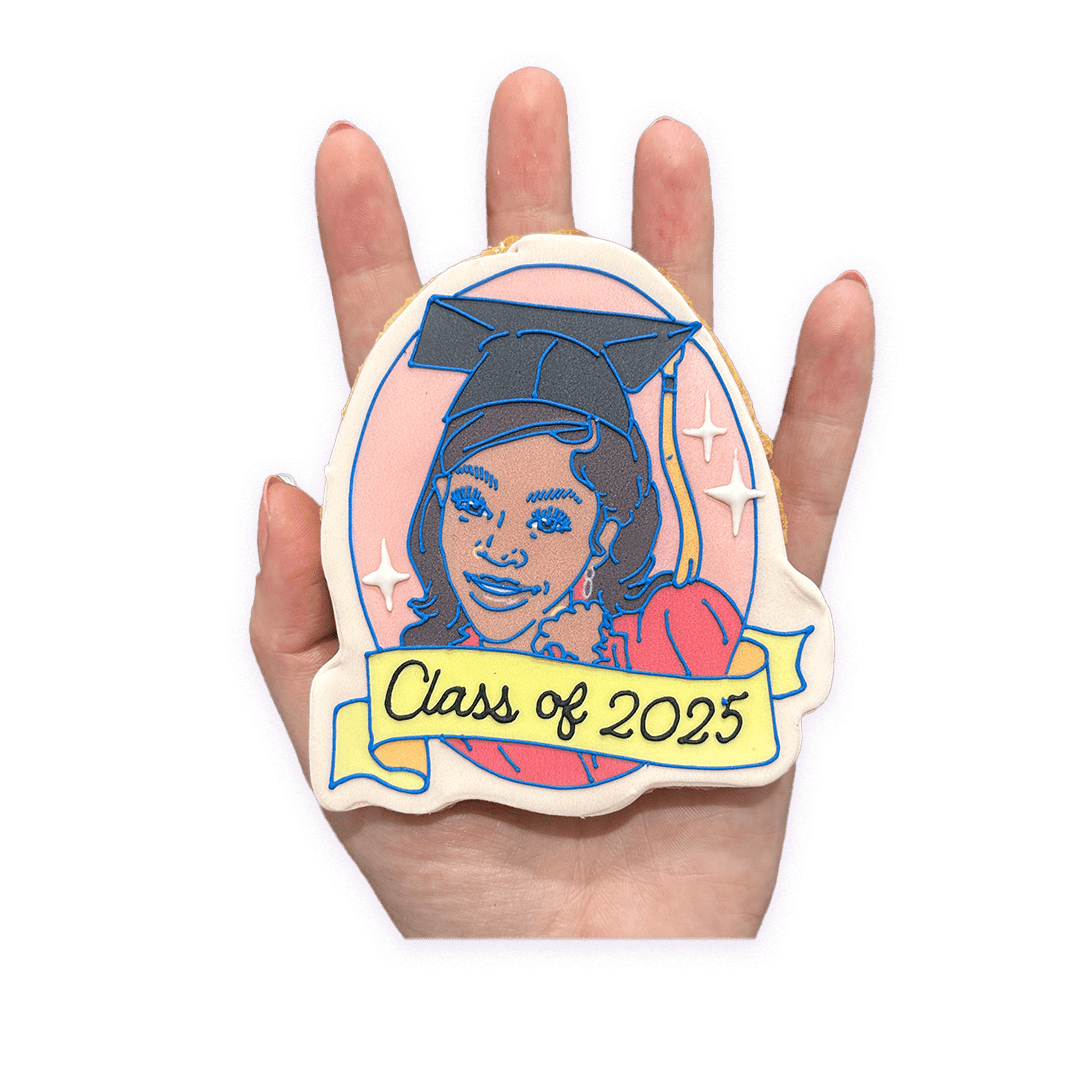 Custom Grad Face Cookie - Funny Face Bakery