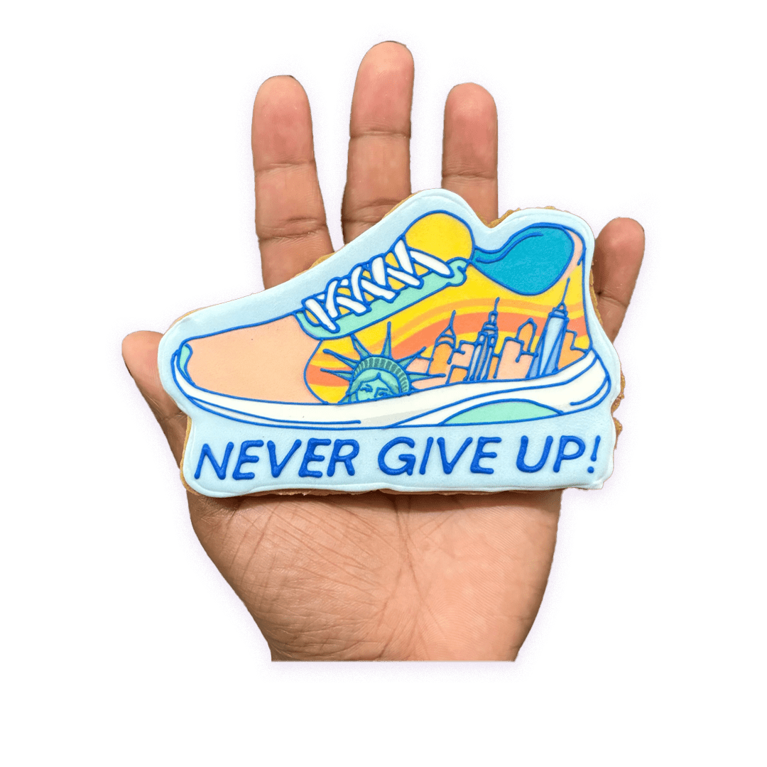 Never Give Up — cookies from Funny Face Bakery NYC, order online or visit us in New York City